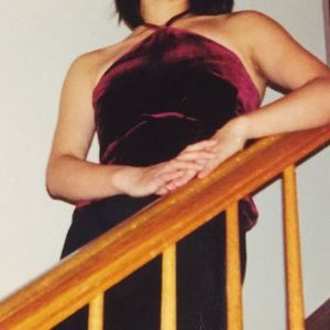 Burgundy Silk Velvet halter Top